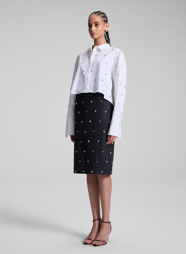A.l.c. Mackie Embellished Cropped Cotton Shirt White