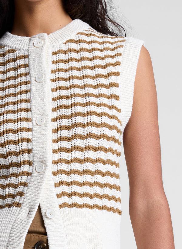A.l.c. Margo Striped Knit Top Parchment/Aged Bronze Stripe