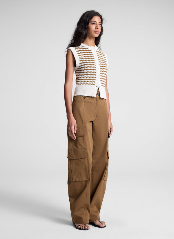A.l.c. Margo Striped Knit Top Parchment/Aged Bronze Stripe