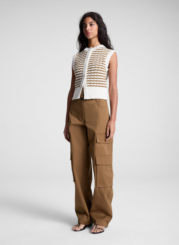 A.l.c. Margo Striped Knit Top Parchment/Aged Bronze Stripe