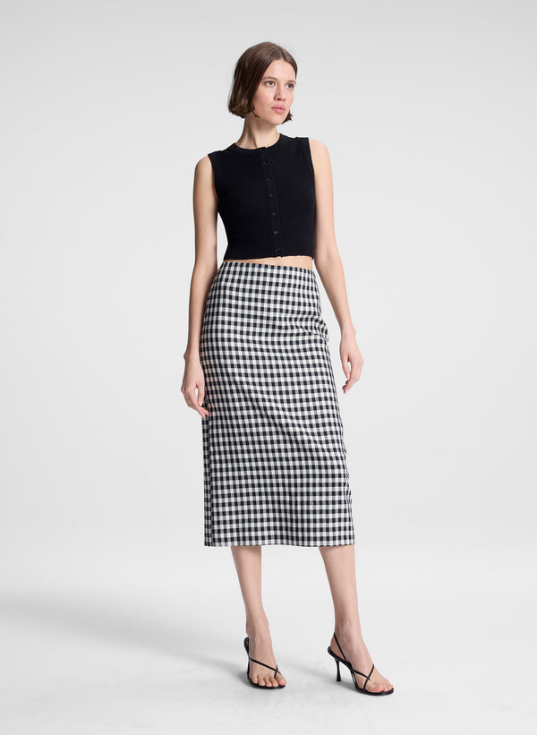 A.l.c. Phoebe Tailored Gingham Midi Skirt Black/Cream