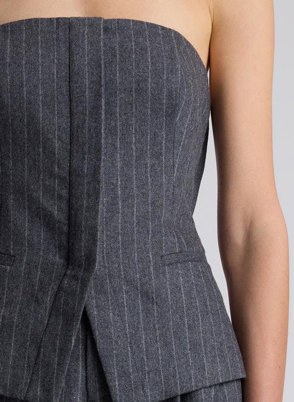 A.l.c. Renee Strapless Wool Cashmere Pinstripe Top Grey Melange