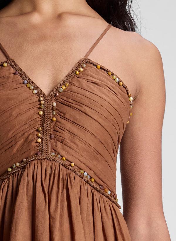 A.l.c. Rumi Embellished Cotton Midi Dress Light Chestnut