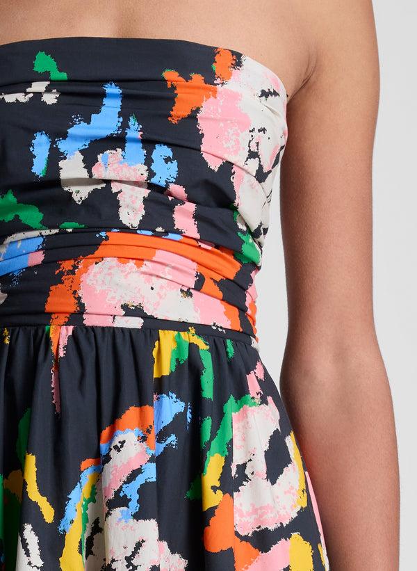 A.l.c. Tate Strapless Printed Midi Dress Black Multi