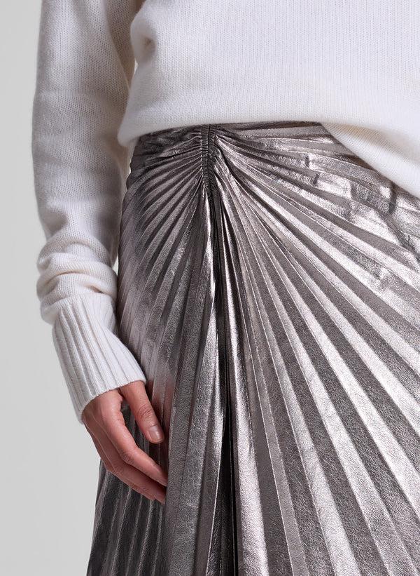 A.l.c. Tracy Metallic Vegan Leather Skirt Smoky Silver