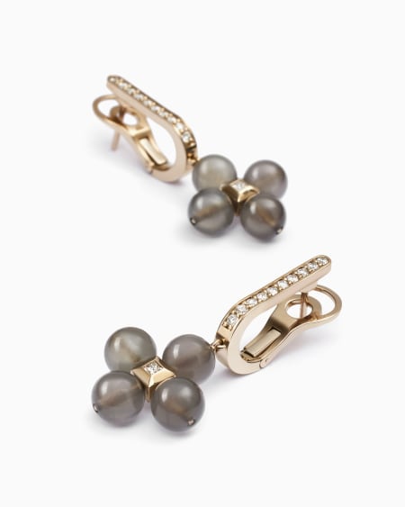 A|x Armani Exchange 18k Gold Diamond And Moonstone Gioia Pendant Earrings