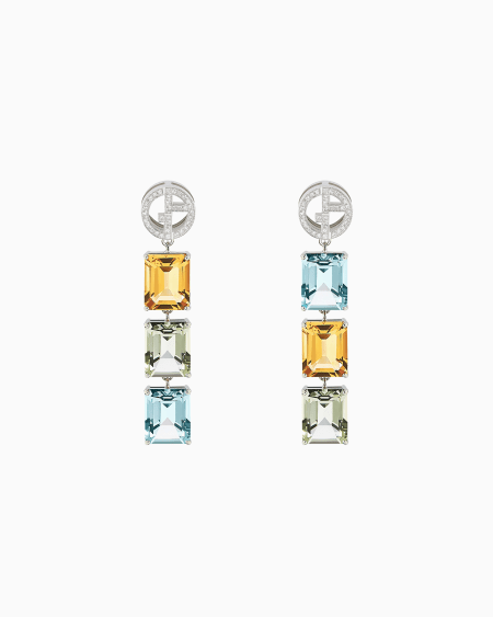 a|x armani exchange 18K white-gold diamond-and-gemstone Borgonuovo earrings