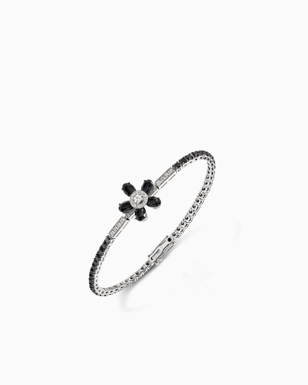 a|x armani exchange 18K white-gold diamond-and-onyx Sì bracelet