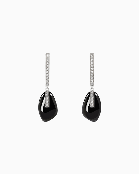 a|x armani exchange 18K white-gold diamond-and-onyx Sì earrings
