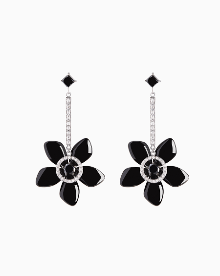 a|x armani exchange 18K white-gold diamond-and-onyx Sì earrings