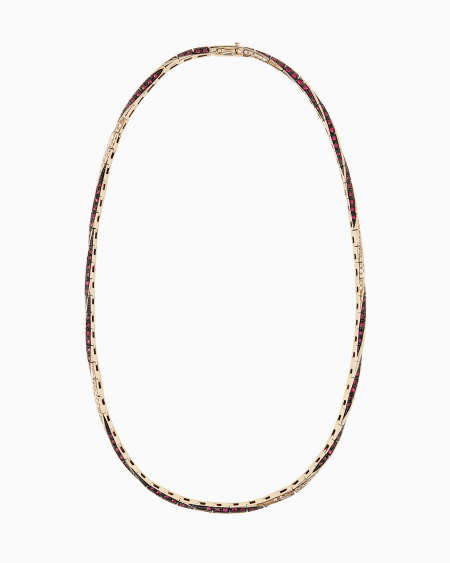 a|x armani exchange 18K white-gold diamond-and-ruby Circle necklace