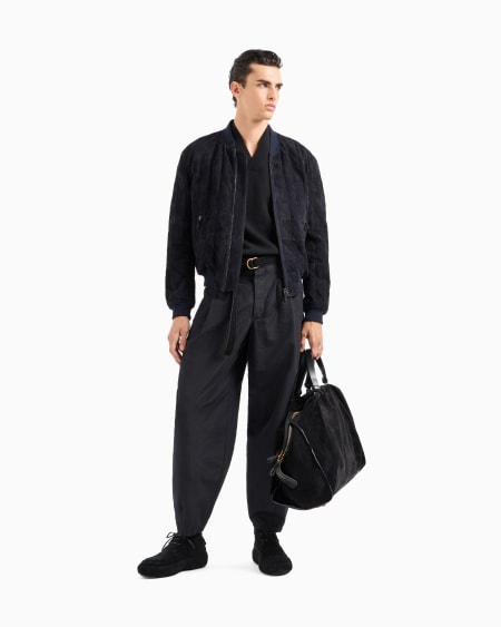 A|x Armani Exchange Blouson In Suede Lambskin