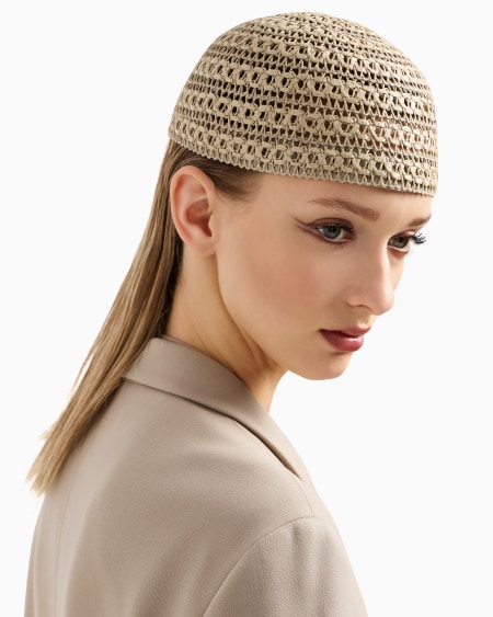 A|x Armani Exchange Braided Webbing Beanie Hat