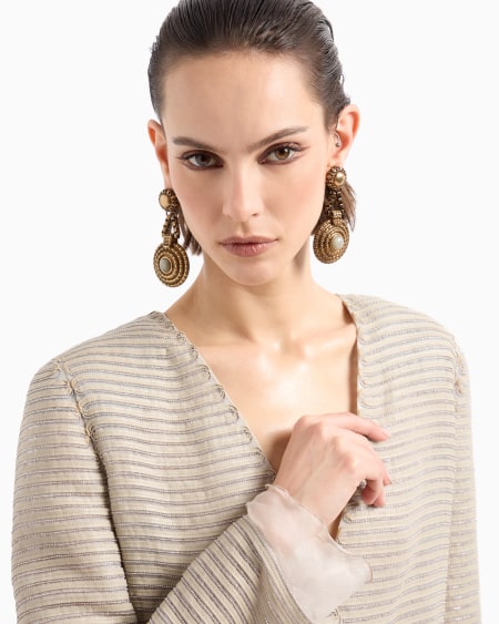 A|x Armani Exchange Bronze Clip-on Pedant Earrings