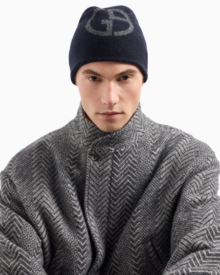 A|x Armani Exchange Cashmere Jacquard Logo Beanie