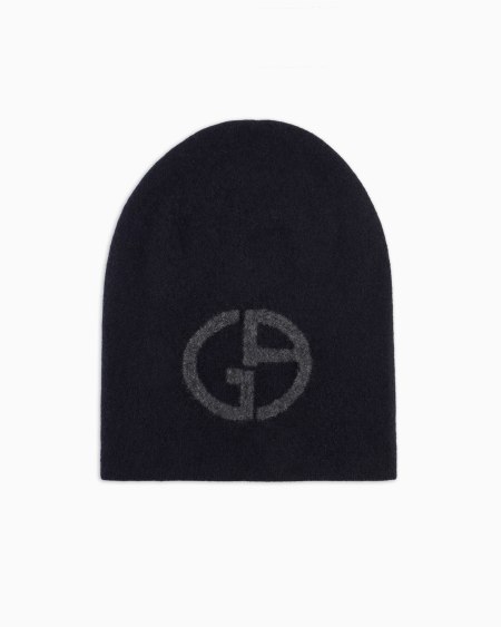 a|x armani exchange Cashmere jacquard logo beanie
