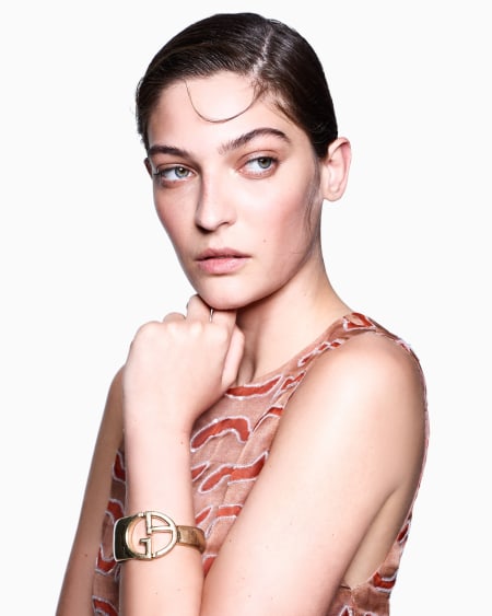 A|x Armani Exchange Contoured GA Logo Bracelet