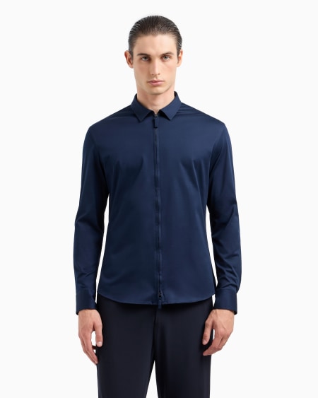 A|x Armani Exchange Cotton-jersey Zipped Shirt