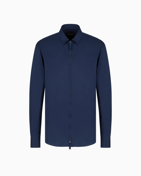 a|x armani exchange Cotton-jersey zipped shirt