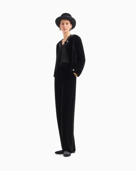 A|x Armani Exchange Double-darted Velvet Trousers