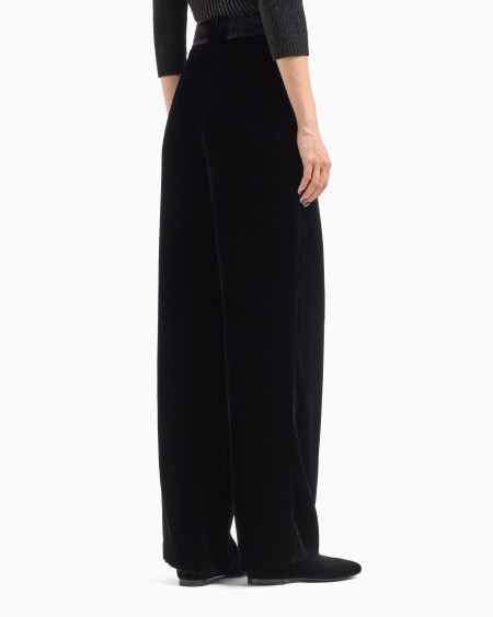 A|x Armani Exchange Double-darted Velvet Trousers