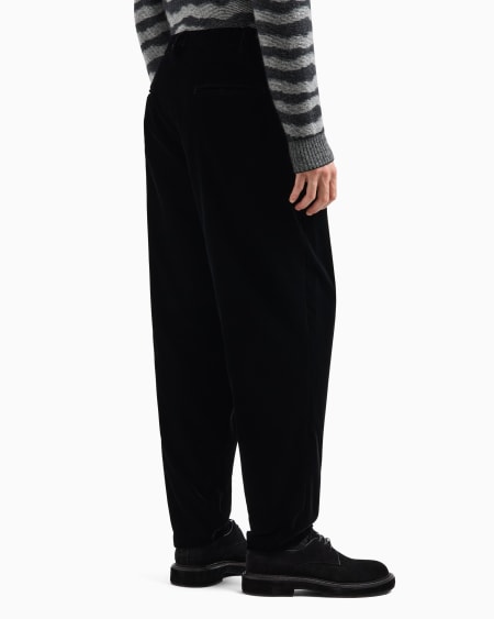 A|x Armani Exchange Double-darted Velvet Trousers
