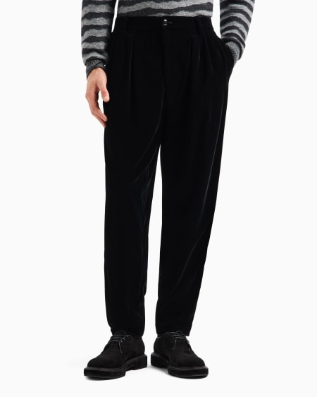 A|x Armani Exchange Double-darted Velvet Trousers