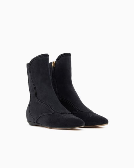 A|x Armani Exchange Embroidered Suede Ankle Boots