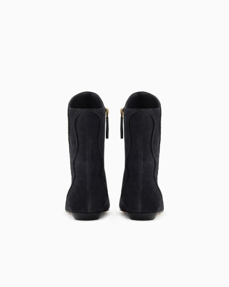 A|x Armani Exchange Embroidered Suede Ankle Boots