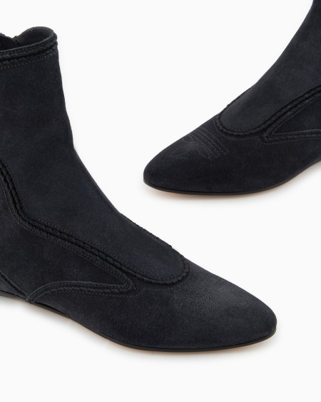 A|x Armani Exchange Embroidered Suede Ankle Boots