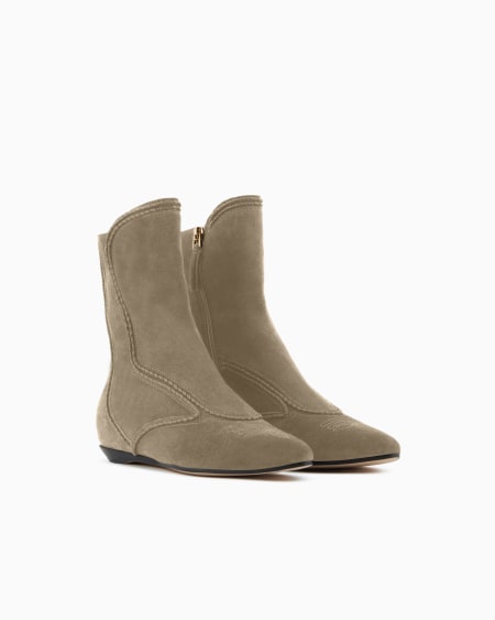 A|x Armani Exchange Embroidered Suede Ankle Boots
