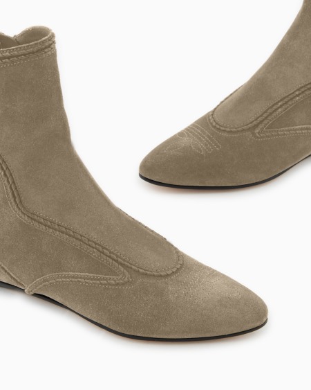 A|x Armani Exchange Embroidered Suede Ankle Boots