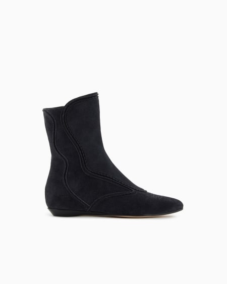 a|x armani exchange Embroidered suede ankle boots