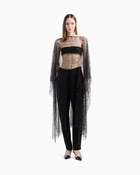 A|x Armani Exchange Embroidered Tulle Cape