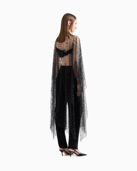 A|x Armani Exchange Embroidered Tulle Cape