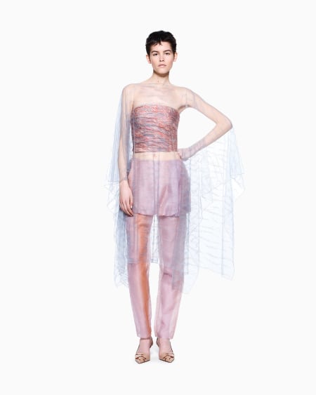 A|x Armani Exchange Embroidered Tulle Cape