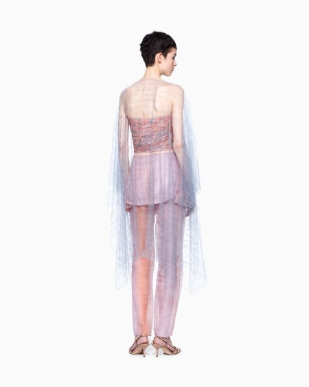 A|x Armani Exchange Embroidered Tulle Cape