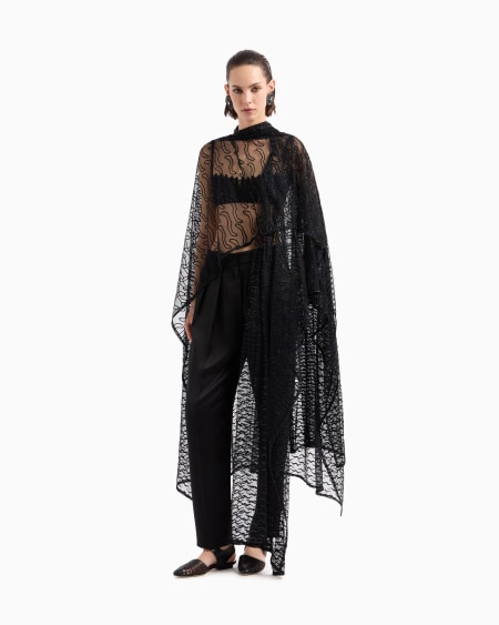 A|x Armani Exchange Embroidered Tulle Cape