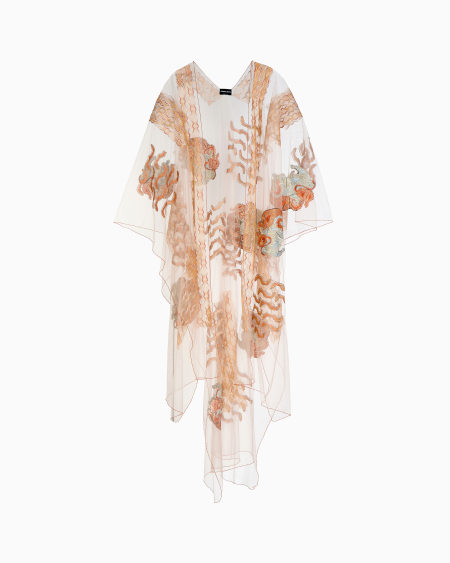 a|x armani exchange Embroidered tulle cape