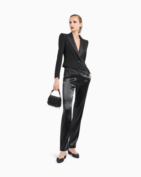 A|x Armani Exchange Fluid Silk Straight Trousers