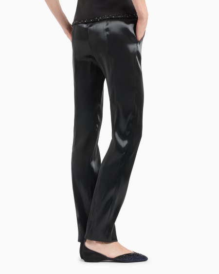 A|x Armani Exchange Fluid Silk Straight Trousers