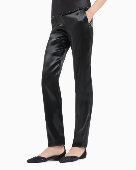 A|x Armani Exchange Fluid Silk Straight Trousers