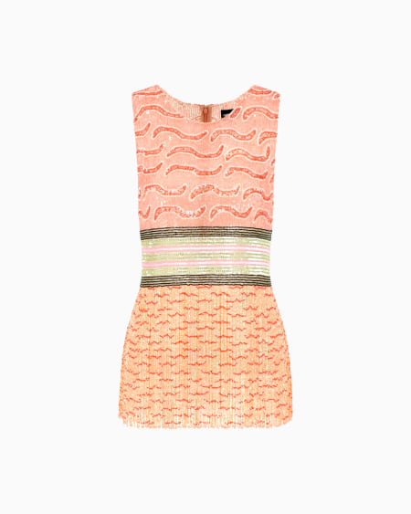 a|x armani exchange Fringed embroidered tulle top