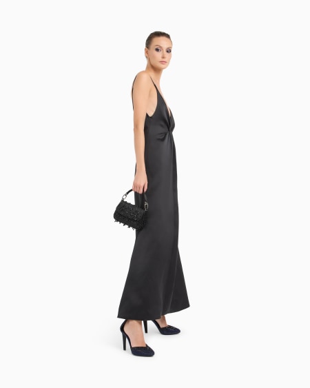 A|x Armani Exchange Glitter Silk Satin Long Dress