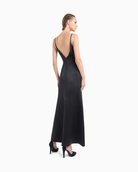 A|x Armani Exchange Glitter Silk Satin Long Dress