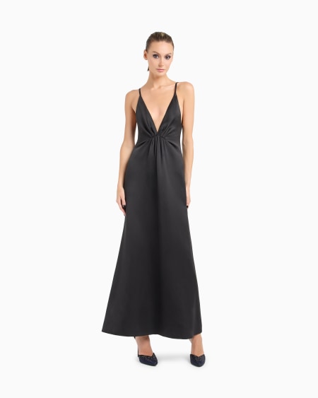 A|x Armani Exchange Glitter Silk Satin Long Dress