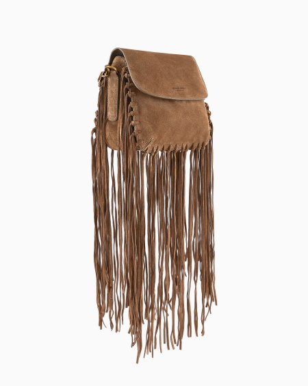 A|x Armani Exchange La Prima Fringed Suede Bag