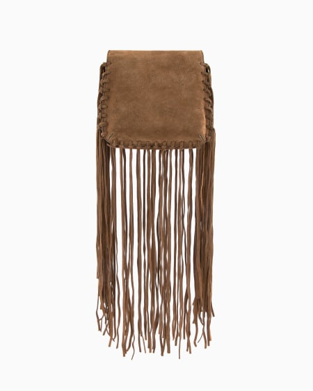 A|x Armani Exchange La Prima Fringed Suede Bag