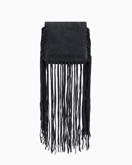 A|x Armani Exchange La Prima Fringed Suede Bag