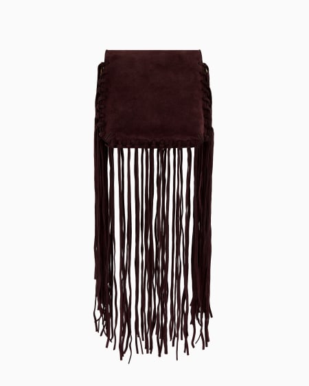 A|x Armani Exchange La Prima Fringed Suede Bag